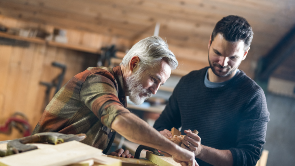 father and son building a family business