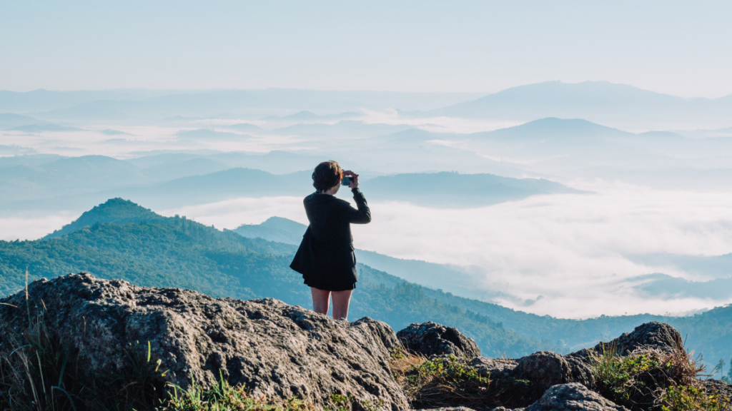 women looking out over the mountains