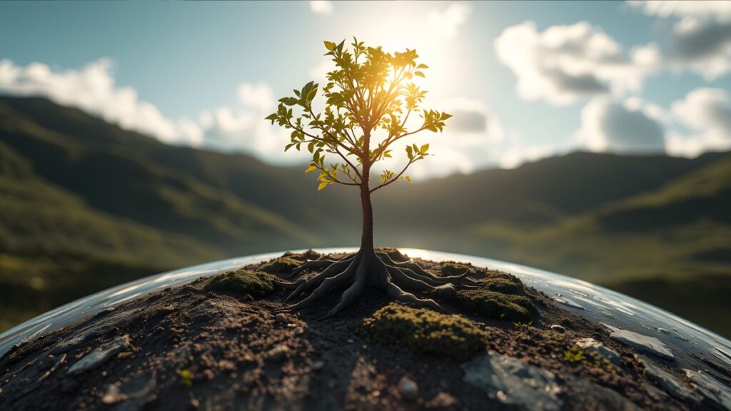 a tiny tree growing on the planet