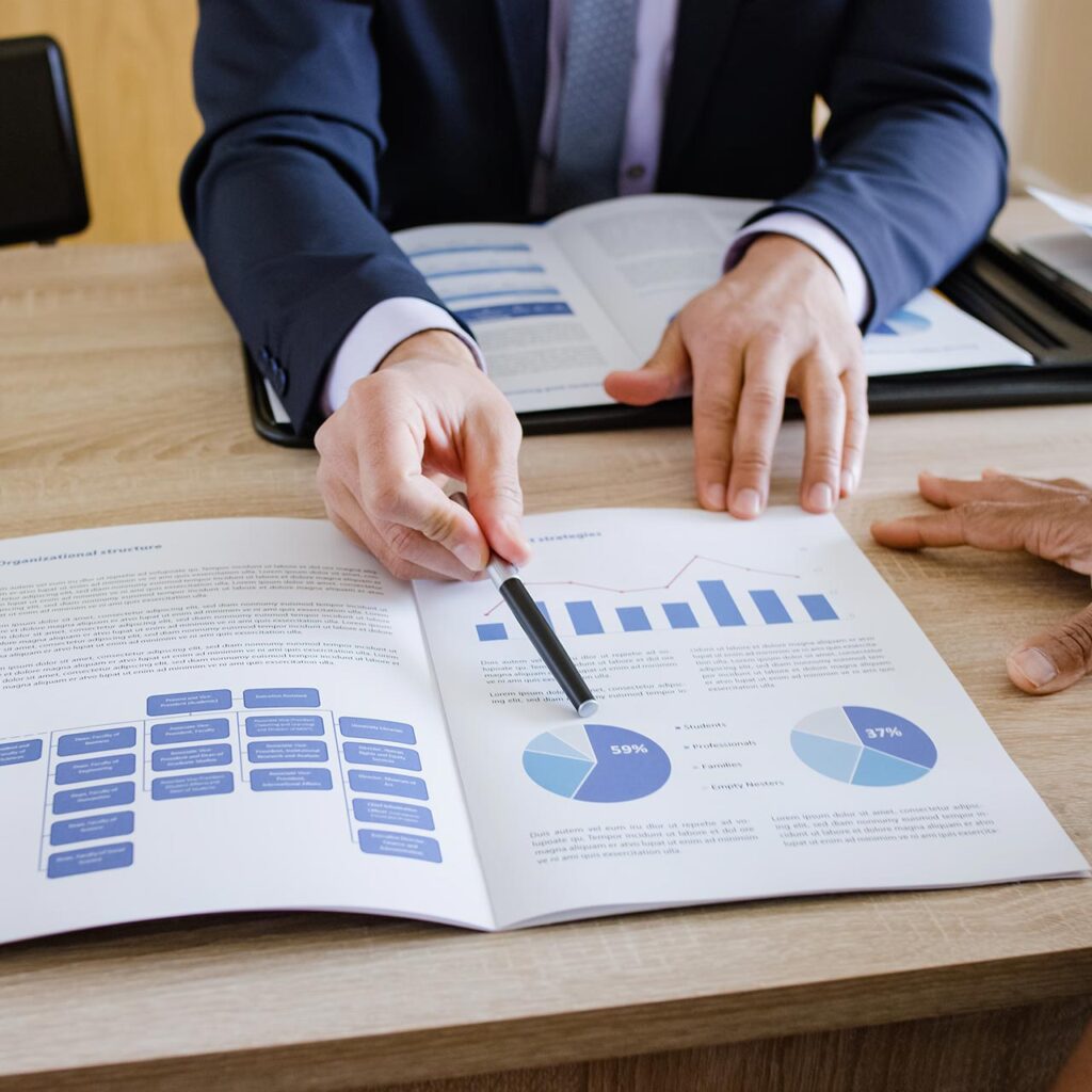 Investment Management Professional Showing Investment Portfolio